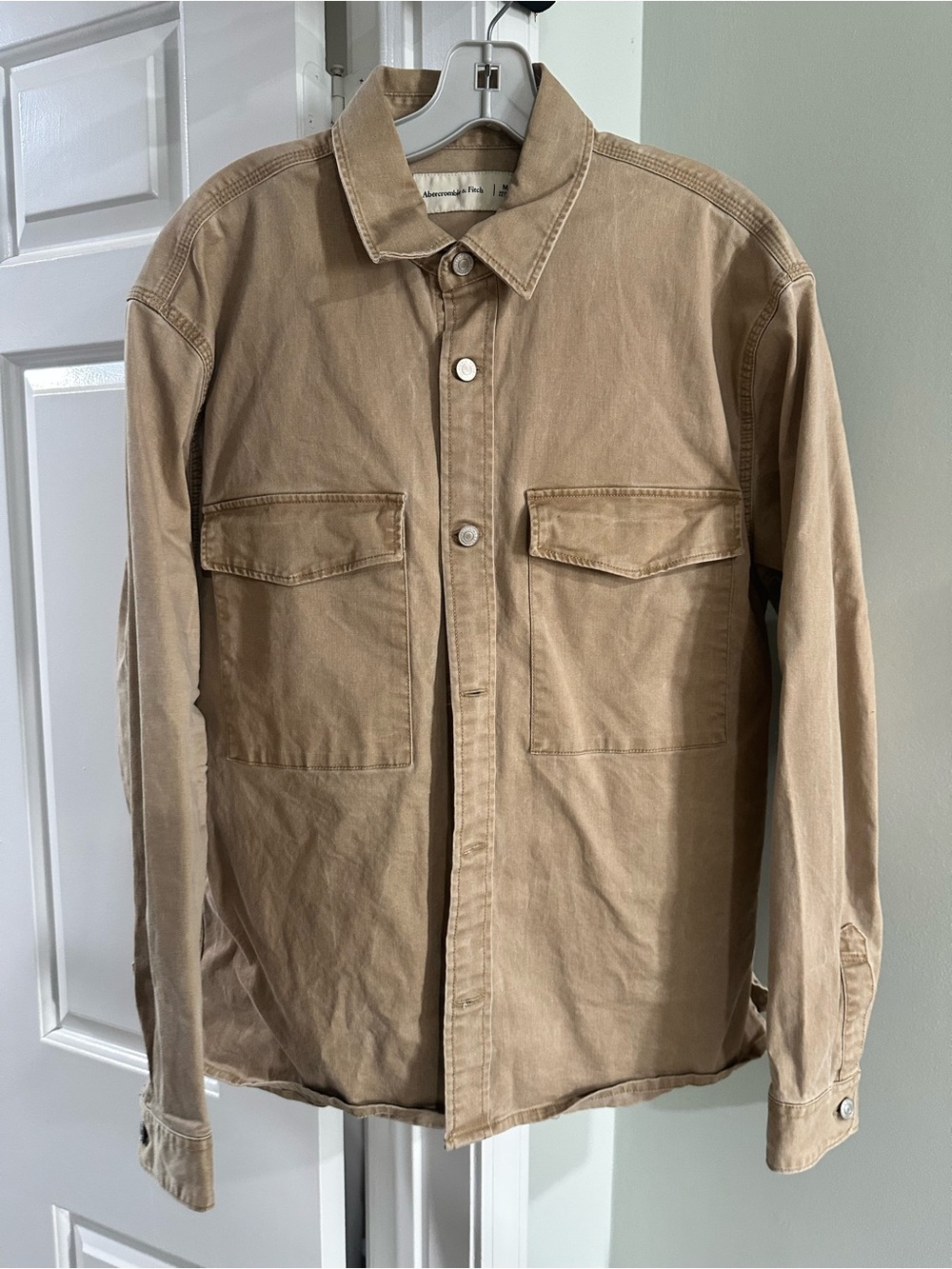 Abercrombie & Fitch Men's Tan Button-Front Casual Shirt